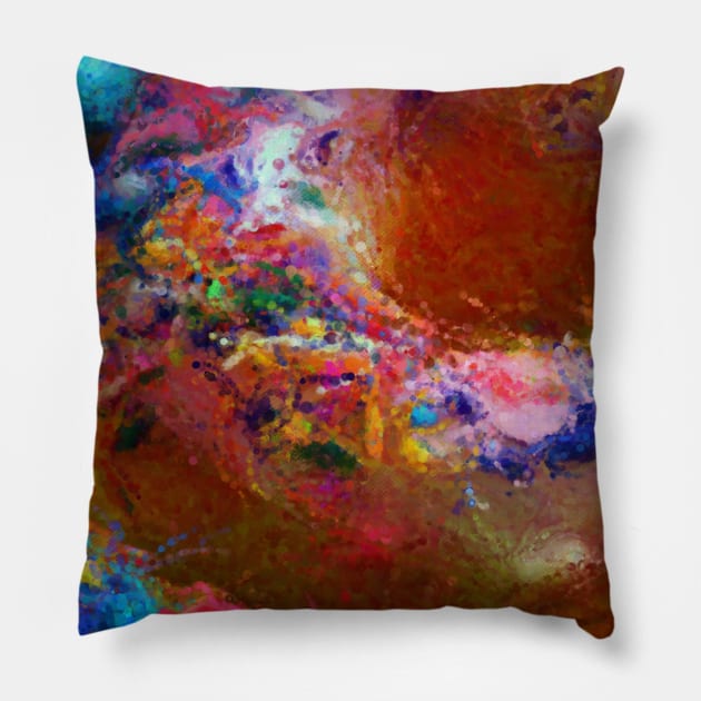 Rainbow Sprinkles Donut Impressionist Painting Pillow by BonBonBunny