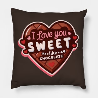 Happy Valentine's Day With Sweet Chocolate Heart - T-shirt for Couples Pillow