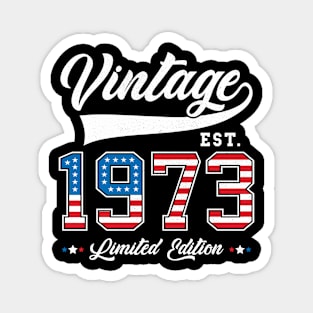 50th Birthday Patriotic Vintage 1973 USA Flag 4th of July Magnet