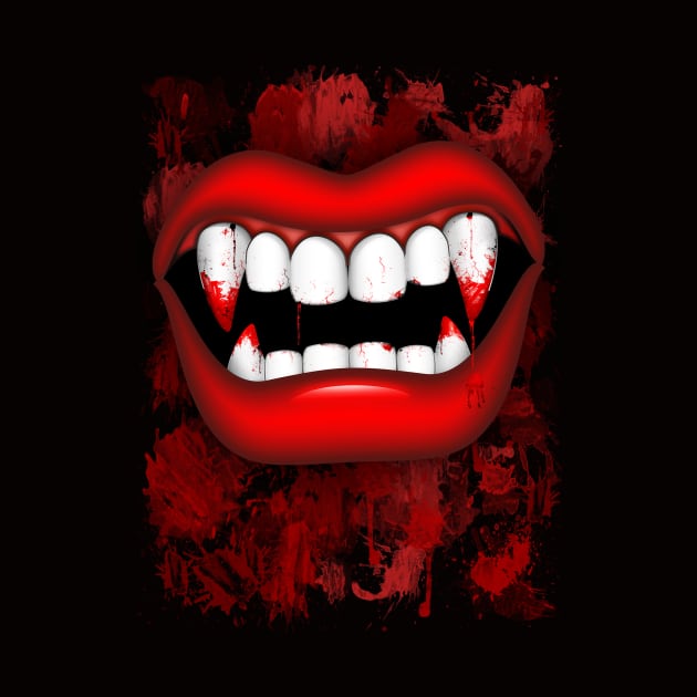 Vampire Red Bloody Mouth by BluedarkArt