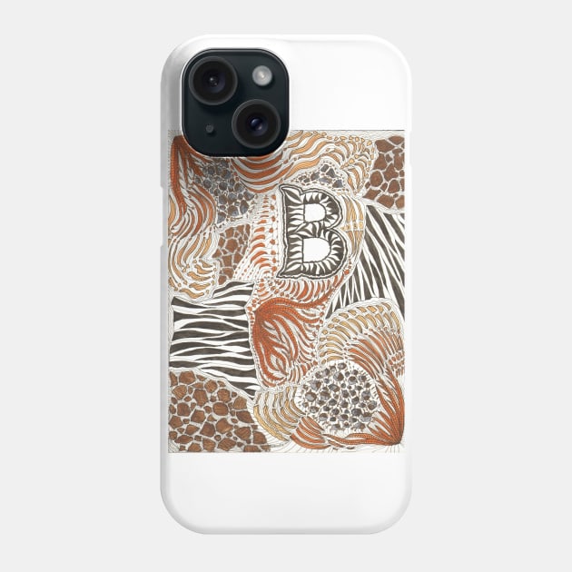 B Initial Animal Print (For phone covers) Phone Case by zharriety