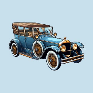 Vintage Elegance: Blue Antique Car T-Shirt