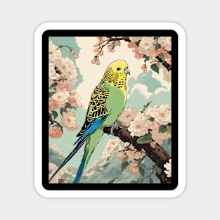 Cute Parakeet Staring in Vintage Retro Japan Parakeet Bird Dad Parrot Owner Magnet