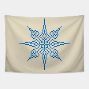 Pixel Blue Holiday Snowflake Tapestry