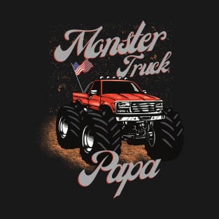 Monster Truck Papa USA American Flag T-Shirt