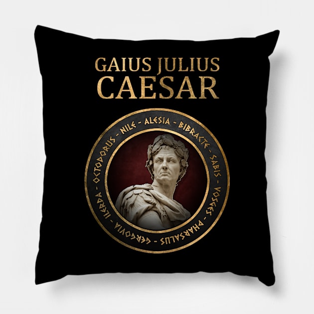 Gaius Julius Caesar Famous Battles Ancient Roman History Pillow by AgemaApparel