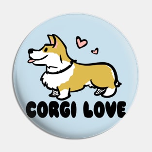 Corgi Love with Words Pin