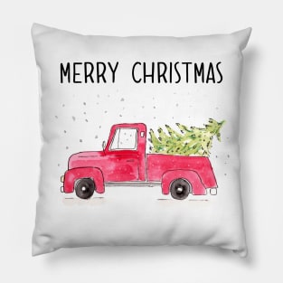 Red Christmas Truck Pillow