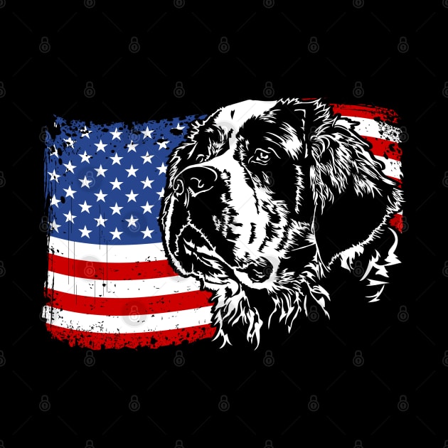 Proud Saint Bernard Dog American Flag patriotic dog by wilsigns