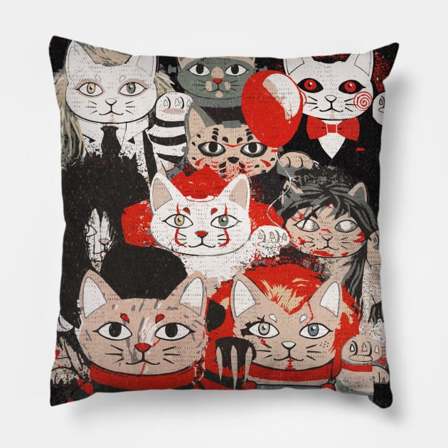 Horror Maneki Neko Vintage Gang Halloween Party 2019 Pillow by miskel