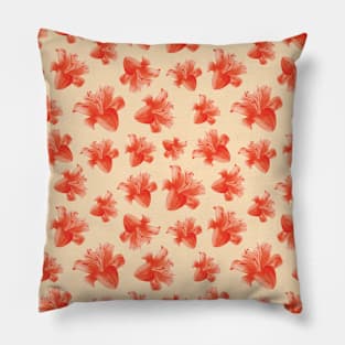 Watercolor flower pattern - red and beige Pillow