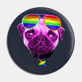 Gay Pride Pug LGBT Dog Sunglasses Pin