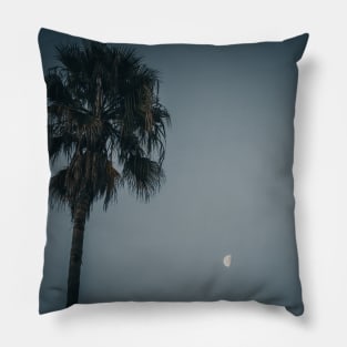 California Palm Tree Under the Moon Photo V4 Pillow