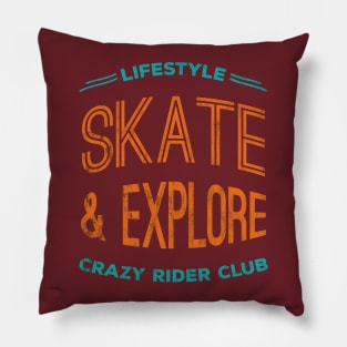 skateboarder rider t-shirt | skate and explore Pillow