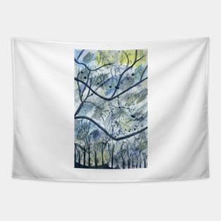 Abstract Trees Watercolor Painting Tapestry