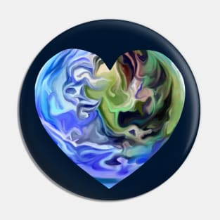 Planet Earth Love Heart Pin