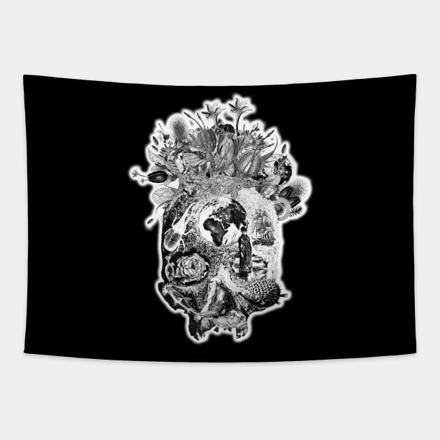 Botanical Earth Skull Tapestry by lazykite