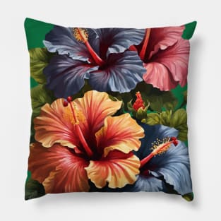 Fantasy Florals Hawaiian Hibiscus Vector Art Pillow