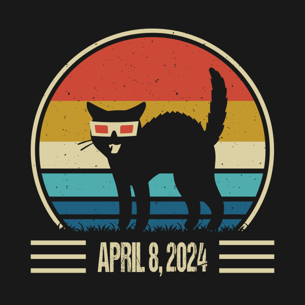 Solar Eclipse 2024 Funny Cat Wearing Solar Glasses by Sabahmd