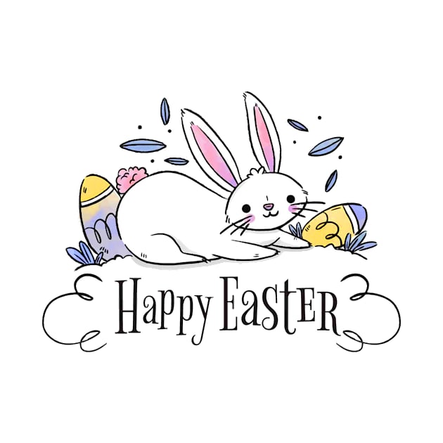 Happy easter rabbit and eggs. by Superior T-Shirt