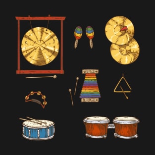 Percussion Musical Instruments. Sticker Pack T-Shirt