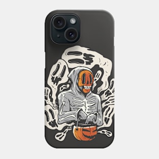 Skeleton Surrounded by Ghosts Trick or Treating Phone Case