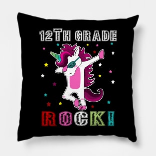 12th Grade Rocks - Dabbing Unicorn Pillow