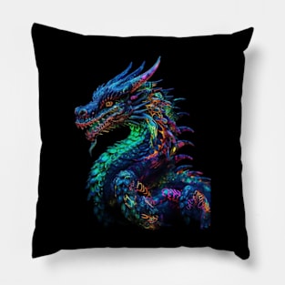 Dragon, Neon Glow Party Nightclub Pillow