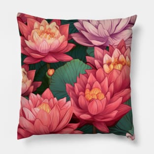 Serenity Blooms: Timeless Lotus Flower Pattern Pillow