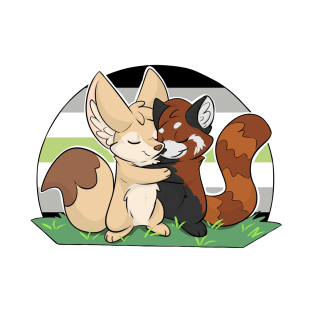 Agender - Fennec Fox + Red Panda Hug T-Shirt