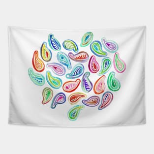 Simple Hand Painted Watercolor Paisley Pattern Tapestry