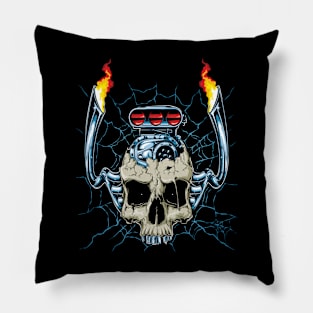 Engine Skull Art T-Shirt Pillow