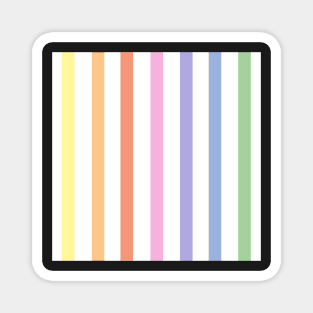 White and pastel rainbow stripes - vertical Magnet