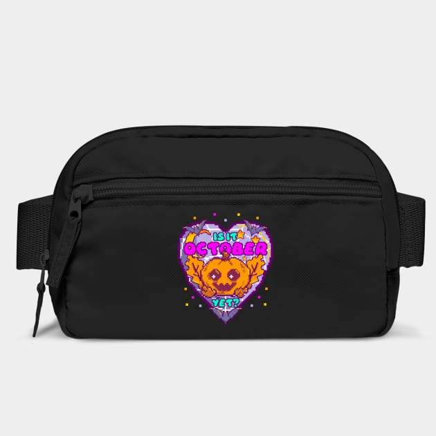 Is it October Yet? Funny Halloween 8-Bit Pixelate Pumpkin & Bats by creative