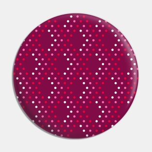 Valentine's retro polka dots 3D diamonds check burgundy Pin