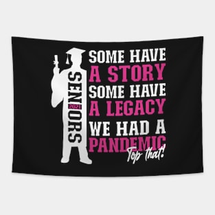 Pandemic Graduation | White And Pink Text Boys Funny Graduation Tapestry