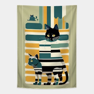 Striped Whisker Charm: Elegant Cat Design Tapestry