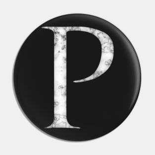 P in Roman White Marble Latin Alphabet Letter Sticker Pin