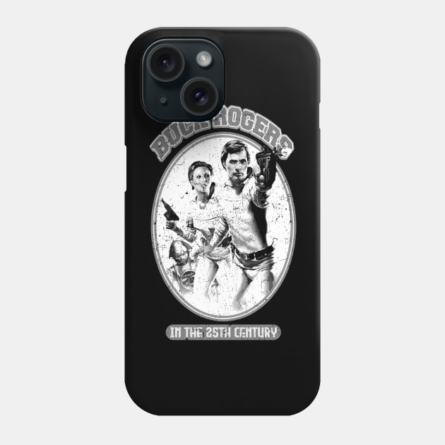 retro buck rogers 40 ago fight outside grayscale Phone Case by bikorongae