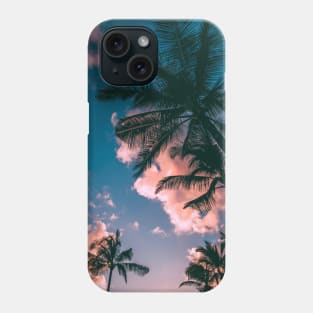 palm tree under pink cloudy sky Phone Case