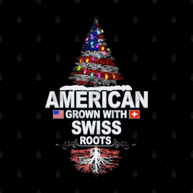 Christmas Tree  American Grown With Swiss Roots - Gift for Swiss From Switzerland by Country Flags