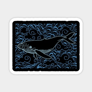 Magical Flying Whale Blue Clouds Blue Sky Light Magnet