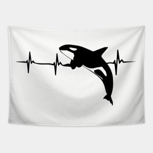Funny Orca Heartbeat Design Killer Whale Tapestry