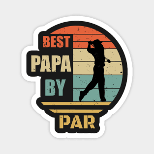 Best Papa By Par Design - Golfing Vintage Sunset - Funny Golfing Design - Golfe Papa Gift idea - Father's Day Gift Magnet