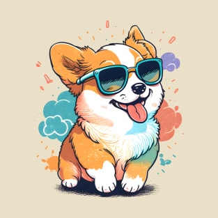 Retro Style Dog - Cute Dog Wearing Glasses T-Shirt