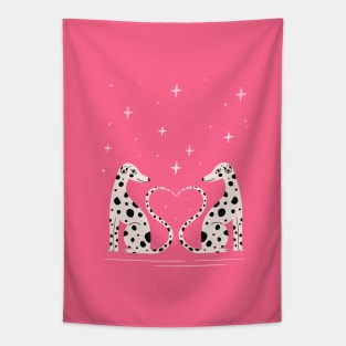 Pink Dalmatian illustration. Dogs Lovers art for valentine day gift Tapestry