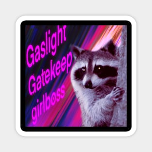 Gas light, Gate keep, Girl boss | Racoon meme Magnet