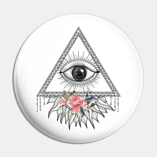 Triangle Eye Design, Third Eye Pyramid Artwork, Spirituality Pin