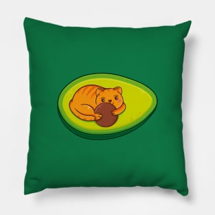 Avocado Cat Kawaii Art Pillow