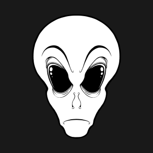 Gray Cartoon Alien Head - Lined T-Shirt